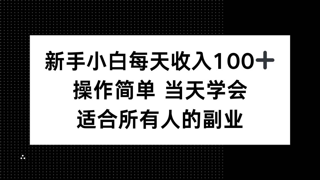 （15937期）新手小白每天收入100+，操作简单 当天学会 ，适合所有人的副业-优优云网创
