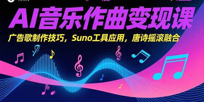 (15370期)AI音乐作曲变现课,广告歌制作技巧,Suno工具应用,唐诗摇滚融合-优优云网创