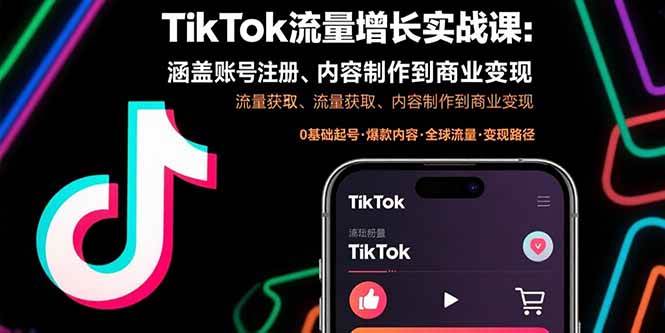 （15791期）TikTok流量增长实战课：涵盖账号注册、流量获取、内容制作到商业变现-优优云网创