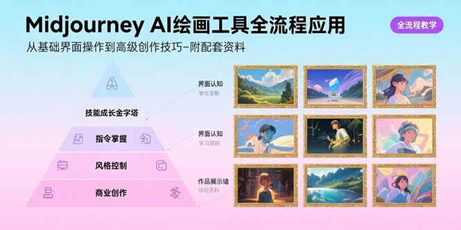 (15628期)Midjourney AI绘画工具全流程应用,从基础界面操作到高级创作-附配套资料-优优云网创