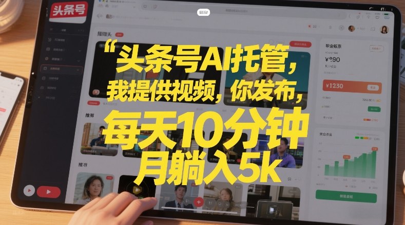 头条号AI托管，我提供视频，你发布，每天10分钟，月躺入5k+【揭秘】-优优云网创