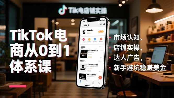 （16818期）TikTok电商从0到1体系课，市场认知、店铺实操、达人广告，新手避坑稳赚美金-优优云网创