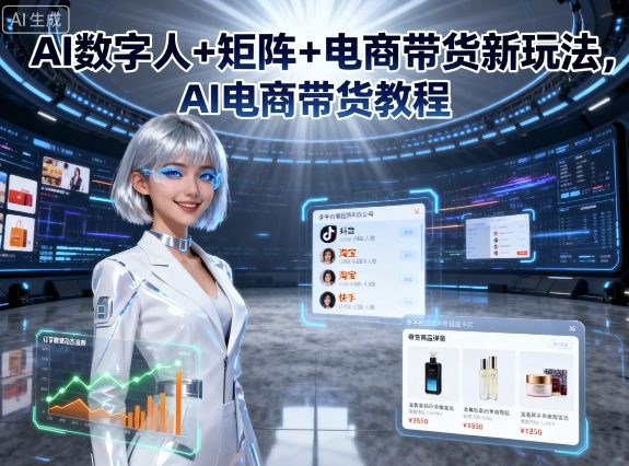 AI数字人+矩阵+电商带货新玩法，AI电商带货教程-优优云网创