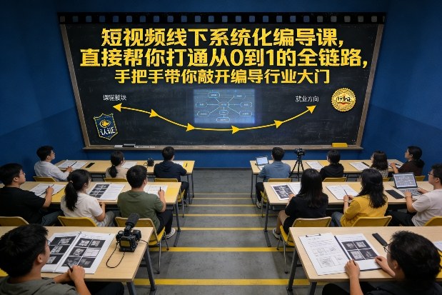 短视频线下系统化编导课,直接帮你打通从0到1的全链路,手把手带你敲开编导行业大门-优优云网创