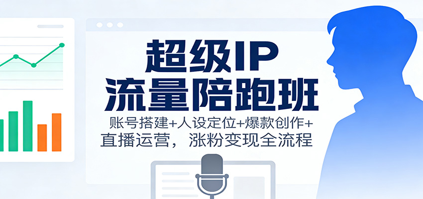 超级IP流量陪跑班：账号搭建+人设定位+爆款创作+直播运营，涨粉变现全流程-优优云网创