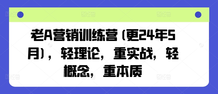 老A营销训练营(更25年10月)，轻理论，重实战，轻概念，重本质-优优云网创
