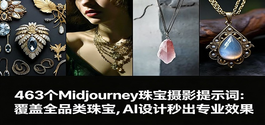 463个Midjourney珠宝摄影提示词：覆盖全品类珠宝，AI设计秒出专业效果-优优云网创