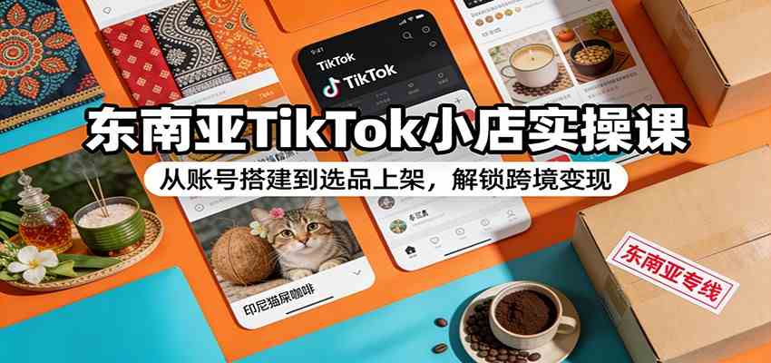 东南亚TikTok小店实操课：从账号搭建到选品上架，解锁跨境变现-优优云网创