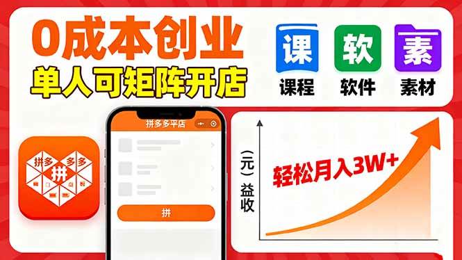 (16047期)拼多多虚拟电商,0成本,单人可矩阵开店,轻松月入3W+-优优云网创