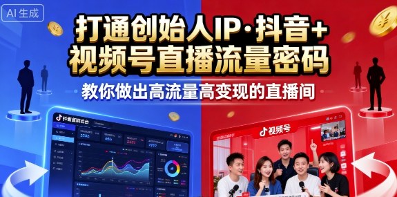 25年直播9-10两期线下课，打通创始人IP，抖音+视频号直播流量密码，教你做出高流量高变现的直播间-优优云网创