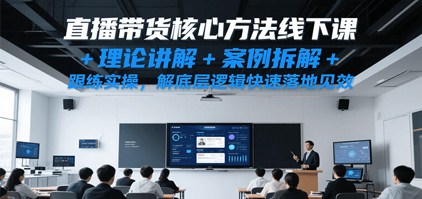 直播带货核心方法线下课，理论讲解+案例拆解+跟练实操，解底层逻辑快速落地见效-优优云网创