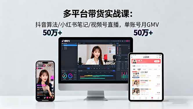 （16254期）多平台带货实战课18.0：抖音算法/小红书笔记/视频号直播，单账号月GMV50w+-优优云网创