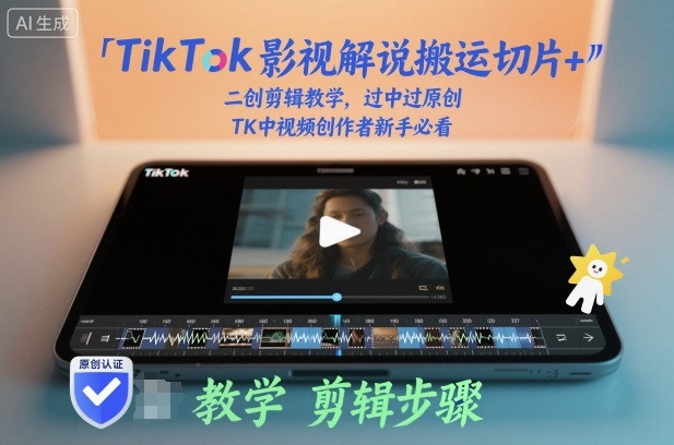 TikTok影视解说搬运切片+二创剪辑教学,过中过原创,TK中视频创作者新手必看