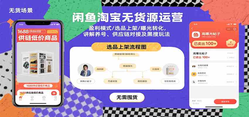 闲鱼淘宝无货源运营:盈利模式/选品上架/曝光转化,讲解养号、供应链对接及黑搜玩法-优优云网创
