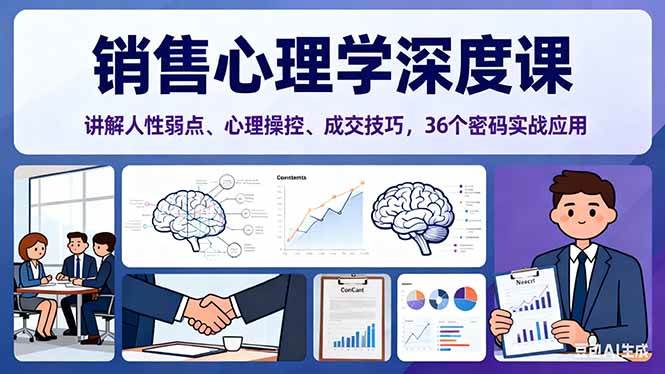 (16456期)销售心理学深度课,讲解人性弱点、心理操控、成交技巧,36个密码实战应用-优优云网创