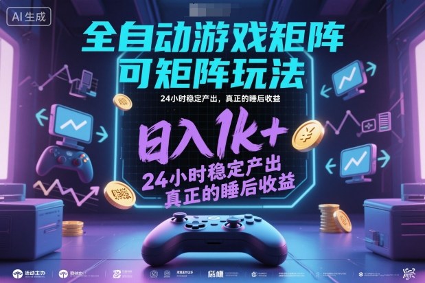 全自动游戏掘金,可矩阵操作,日入1k+,24小时稳定产出,真正的睡后收益【揭秘】-优优云网创